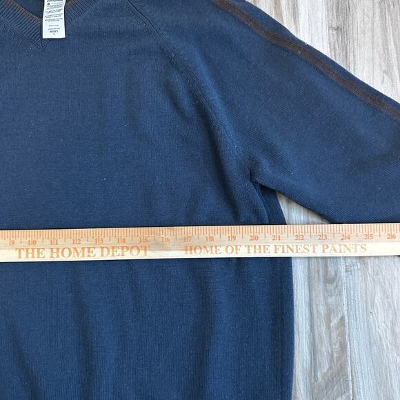 Patagonia Wool Cashmere Blend Pullover V-Neck Sweater Mens Large Striped Sleeve - Picture 6 of 6